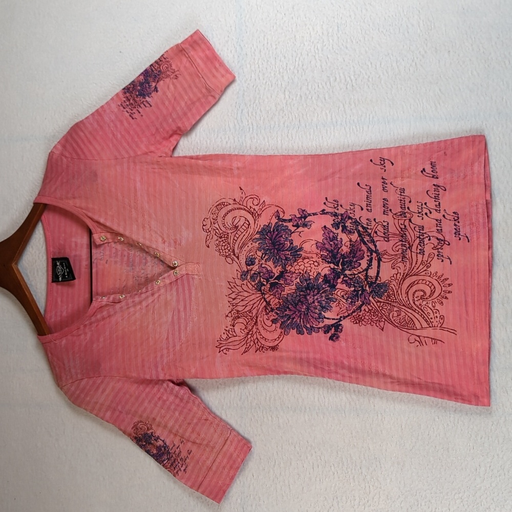 Sledge‎ Y2K Vintage V Neck 3/4 Sleeve Slim Fit Shirt M
